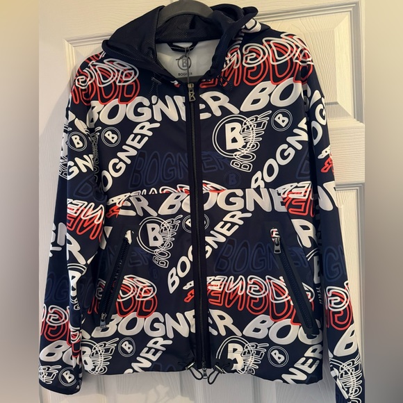 New BOGNER hoodie with monogram men women 2 side pockets with zippers Size S